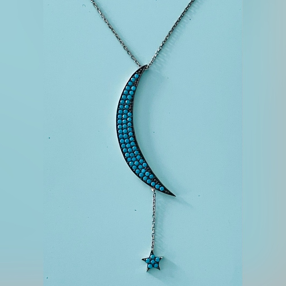 Elegant Crescent Moon Turquoise Necklace